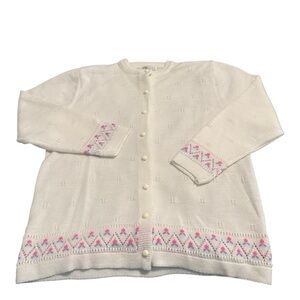 vintage 70s BILLIE JO WHITE FLOWERED WOMEN'S CARDIGAN SWEATER MEDIUM M